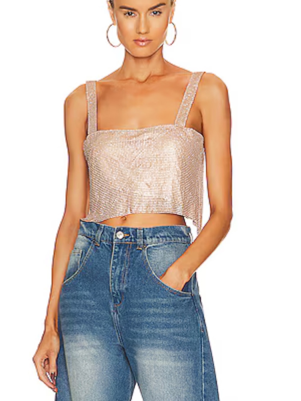 SNDYS Metallic Rose Gold Cropped Tank